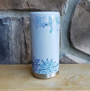 Snowflake slim tall can cooler coozie